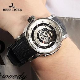 Reef Tiger/RT Top Brand Military Sport Watch Men Waterproof Designer Automatic Mechanical Watches Rubber Strap Wristwatches