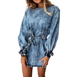 Discount Long Sleeve Blue Jean Dress on Tiktok 2022 on Sale at 