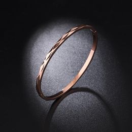 Bangle Simple Split Flower Geometric Bracelet For Women Titanium Steel Rose Gold With Open Couple
