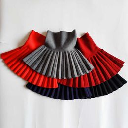 Children girls solid pleated skirt fall winter kids knitted petti school A-line basic under clothing 210529
