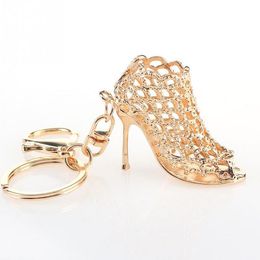 High Heel Shoe Keychain Rhinestone Crystal Purse Car Key Rings Women Bag Charms Key Chains Fashion Decorative Alloy Keyrings