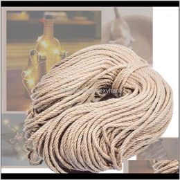 Yarn Clothing Fabric Apparel Drop Delivery 2021 4Mm, 5Mm, 6Mmx100M Sisal Ropes Jute Twine Rope Natural Cord Decor Cat Pet Scratching Home Art