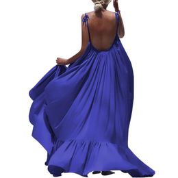 Casual Dresses Boho Style Long Dress Women Sexy Backless Beach Summer Spaghetti Strap Vintage Maxi Vestidos