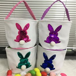 Gift Wrap 20pcs/lot Easter Sequins Bucket Tail Egg Candy Handbag Kids Festival Decoration Tote Bag For Party