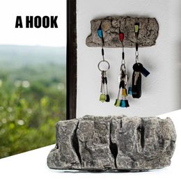 Hooks & Rails Simulated Stone Key Holder Retro Resin Crafts Punch-Free Wall Mounted Decoration For Home Living Room Bedroom