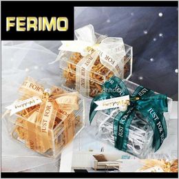 1Pc Plastic Transparent Candy With Ribbons European Wedding Gifts For Guests Birthday Baby Shower Party Packaging Qkpow Wrap Nlq9E