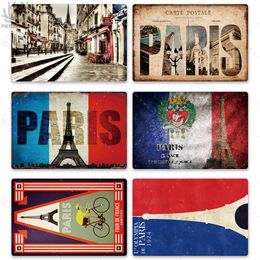 Paris Spaceland Vintage Metal Painting Poster Plaque Metal Famous City British Coffee Bar House Home Living Room Decorative Wall Decor Tin Sign