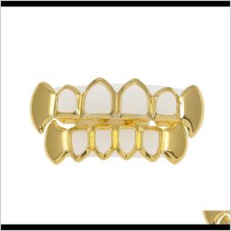 Grillz Hip Hop Personality Fangs Sier Gold False Teeth Sets Vampire Dental Grills Jewelry Ljsqd Vztr0