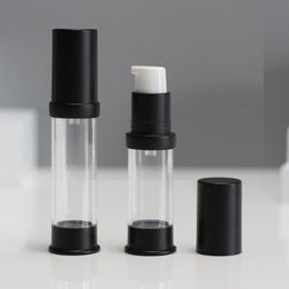 Storage Bottles & Jars 1pcs Mini Black 5ml 10ml Portable Fashion Empty Cosmetic Airless Bottle Plastic Treatment Pump Travel Tools