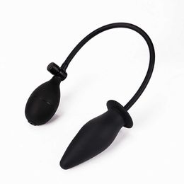 Massage Items Soft Silicone Inflatable Anal Dildo Butt Plug Dilator Anus Massager Sexyy Toy for Women Men Gay Black Pump Vagina Extender