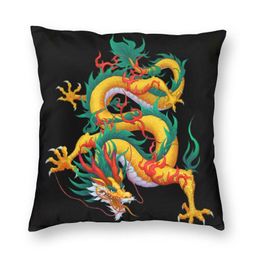 china tattoos Canada - Cushion Decorative Pillow Custom Golden Green Dragon Tattoo Cover Home Decorative 3D Print Chinese Oriental Mythical Cushion For Living Room