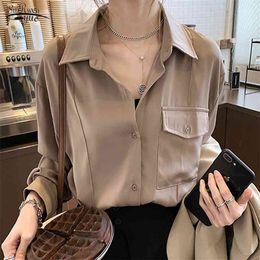 Spring Summer Loose Long Sleeve Solid White Shirts Tops Female Chiffon Shirt Blouses Women Office Casual Dames Blouse 12891 210521