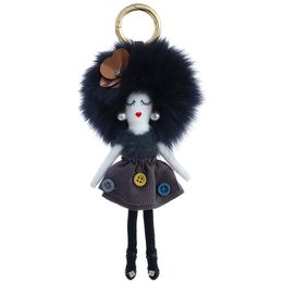 Real Fox Fur Pompom Fluffy Doll Keychain Backpack Baby Gifts Soft Toys with Hanger Key Purse Bags Pendant For Girl Women Kids