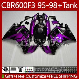 Bodywork For HONDA +Tank 600FS CBR600F3 600CC 1995-1998 Body 64No.243 CBR 600 CBR600 F3 FS CC 600F3 95 96 97 98 Purple black CBR600FS CBR-600 1995 1996 1997 1998 Fairing