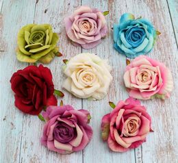 2021 High quality large curled rose head wholesale hand DIY fake rose flower flower silk cloth for party mermaid supplies bedroom decor