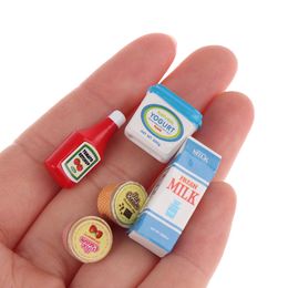 5Pcs/Set 1:12 Dollhouse Miniature Food Mini Tomato Sauce Iced Yoghourt Dolls Kitchen Toy