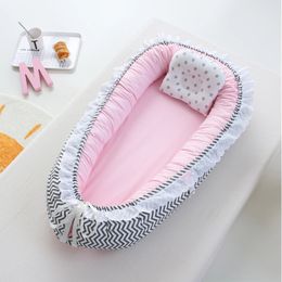 85X50cm Portable Baby Lounger Cotton Lace Nest for Girls Newborn Nursing Crib Infant Sleeping Cradle Co Sleeper