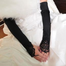 Bridal Gloves Wedding Gloves Fingerless Satin Lace Applique Dress Accessories Bridal Gloves