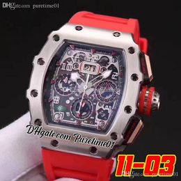 2022 Miyota Automatic Mens Watch Steel Case Black Big Date Black Green Skeleton Dial Red Rubber Strap Super Edition 5 Styles Puretime01 03SG-a1