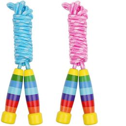 Sports Toys Kids Rainbow Jump Rope with Wood HandlesAdjustable Skipping