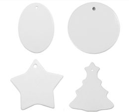 Christmas Ceramic Ornaments Xmas Decor thermal transfer material Double-sided Blank Printable personality DIY Creative Pendents