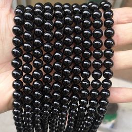 Smooth Black Agates Natural Stone Beads For Jewelry Making Round Onyx Loose Bead 2-12 14 16 18 20mm Charm Diy Bracelet Necklace