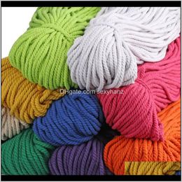 Yarn 5Mm Colorful Twine Diy Accessories Rame Twisted Round Cord Cotton Rope For Wall Hanging 100Yards1 Avgrn L24Pt