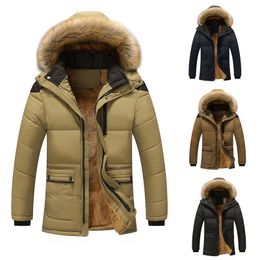 Solid Winter Parkas Men Windbreaker Waterproof Thick Warm Hooded Parka Mens Casual Plus Velvet Hoodies Oversized Coat Jackets 210524