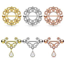 Other Nipple Rings 14G Steel Women Barbell With Water Drop Pendant Charm