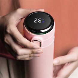 Stainless Steel Smart Water Bottle Thermos Temperature Display Vacuum Flask Portable Thermose Coffee Tea Cups Christmas Gifts 211109