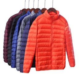 Autumn winter ultra thin lightweight down jacket men stand collar white duck down coat plus size S - 4XL 211015