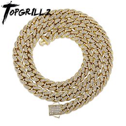 TOPGRILLZ 8mm Miami Cuban Link Chain In White Gold Micro Pave Cubic Zirconia Jewellery Hip Hop Rock Chain Gift For Men Women X0509