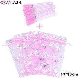 False Eyelashes OKAYLASH 300/200/100/50 Sets Pink Eyelash Bag Colourful Butterfly Eye Lashes Packaging Box Beauty Gift Baggies Wholesale