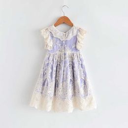 Retail Summer Flower Lace Girl Dress Kids Dresses for Princess Party Ball Gown Baby Clothes 2-6Y LT016 210610