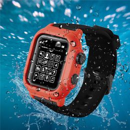Full Body Protection Waterproof Cover Cases Band Straps Watchbands for Apple Watch iWatch 40 42 44mm Sport Wristband Bracelet Strap