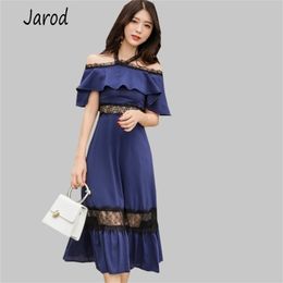 Summer Chiffon Lace Dresses Halter Slash Neck Butterfly Sleeve Womens Bodycon Office Lady Sexy casual Party 210519