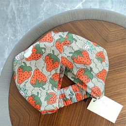 Chain Pattern Hair Bands Strawberry Printed Headbands Cute Style Letter Headscarf Soft Satin Crossed Headdress