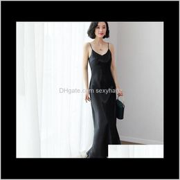 Casual Dresses Clothing Apparel Drop Delivery 2021 Women Summer Fashion Large Size Sleeveless Spaghetti Strap Womens Dress Solid Color Ladies