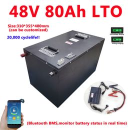 Wide Temperature 48V 80Ah LTO Lithium Titanate Battery Pack 2.4v LTO bluetooth BMS for Forklift Tricycle Solar system+10ACharger