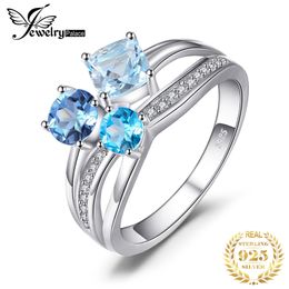 -JewelryPalace Infinity Genuine Sky London Blue Topaz Anello 925 Sterling Silver Open Regolabile 3 Stone Promise Anelli per le donne 211012