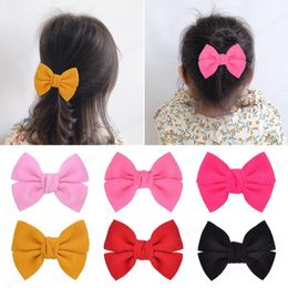 Baby Girls Barrettes Corn pattern Clips Kid Cute Hairpins clip Hairgrips Children 4inch Big bow Wrapped Safety BB Clipper Kids Hair Accessories