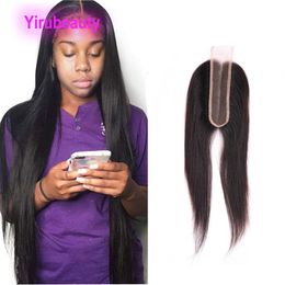 Brazilian Human Hair 2X6 Lace Closure Straight Body Wave Deep Wave Kinky Curly Middle Part Wholesale 5 Pieces/lot Natural Colour