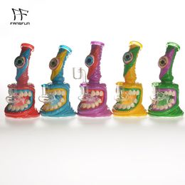 6.5 Inches Glass Bong Hookahs Water Pipe Smoke Clay Surface Monster With Quartz banger 4mm Thick Bongs Female Joint Dab Oil Rig