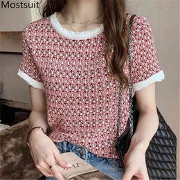 Summer Short Sleeve Knitted Sweater Pullover Women O-neck Korean Fashion Tops Elegant Ladies Jumpers Femme 210513