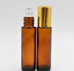 10ml 1/3oz THICK ROLL ON GLASS Fragrances ESSENTIAL OIL Perfume Bottle WITH SS Roller Ball Gold Lids