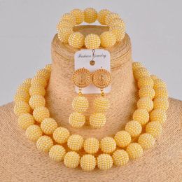 Earrings & Necklace Beige Gold Simulated Pearl Europe And America African Bridal Party Wedding Jewelry Sets ZZ02