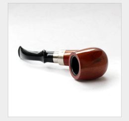 Wholesale Handmade Durable Classic Wooden Smooth Standard chimney Smoking Tobacco Pipe Bent Type black Colour birthdays gifts cheap