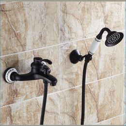 wall mounted bath mixer taps Australia - Antique Black Brass Bath Shower Faucet,single Handle Bathtub Taps,wall Mount And Cold Mixer Taps, J14859 Bathroom Sets