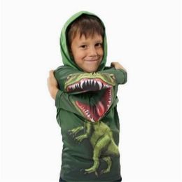 Horror Dinosaur Hoodies for Boy Cartoon Polyeste 3-8y Teenager Novelty Long Sleeve Pullover Sweatshirts Girl Children's Clothing 211111