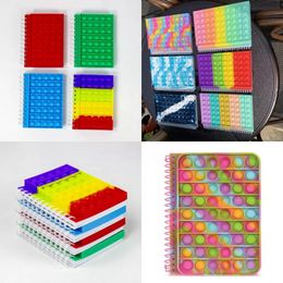 Rainbow Notebook Party Favor A5 Push Bubble Cover Notebooks School Stationery Kids Girls Boys Christmas Gift Toys